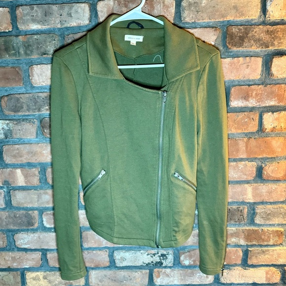 UO Silence + Noise Olive Green Moto Jacket Size Small - Picture 2 of 3
